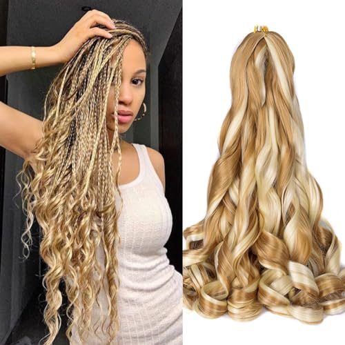 Luoyudu Curly Braiding HairP27613 Spanish 8Packs Bouncy Crochet Hair 24Inch Synthetic French Curl Braiding Hair Extensions24 InchPack of 8P27613